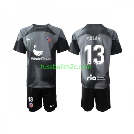 Fußballtrikots Atlético Madrid Jan Oblak 13 Torwart Kinder Auswärts Trikotsatz 2022-2023